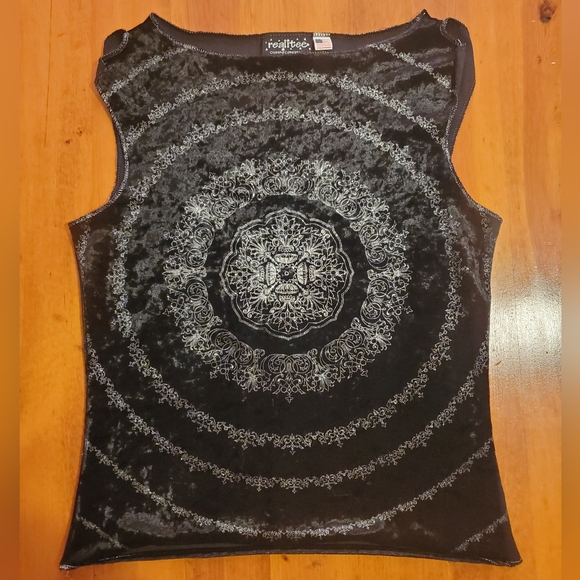 Realitree Art decor women's size Medium Tank Top Sparkle Design Y2K Velvet - Picture 1 of 9